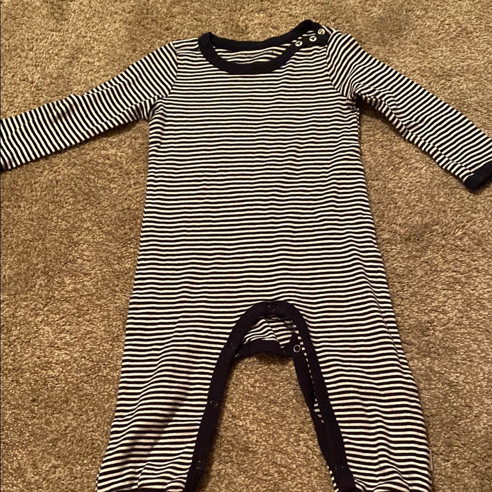 Burt's Bees Baby Navy and White Striped Footie